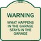 Signmission What Happens in the Garage Stays in the Garage Heavy-Gauge Aluminum Architectural Sign A-DES-TG-1818-22703 - alternate 1